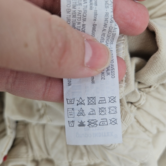 Zara paper bag waist tapered leg khaki cropped pants size 8 light flaws - Picture 8 of 11